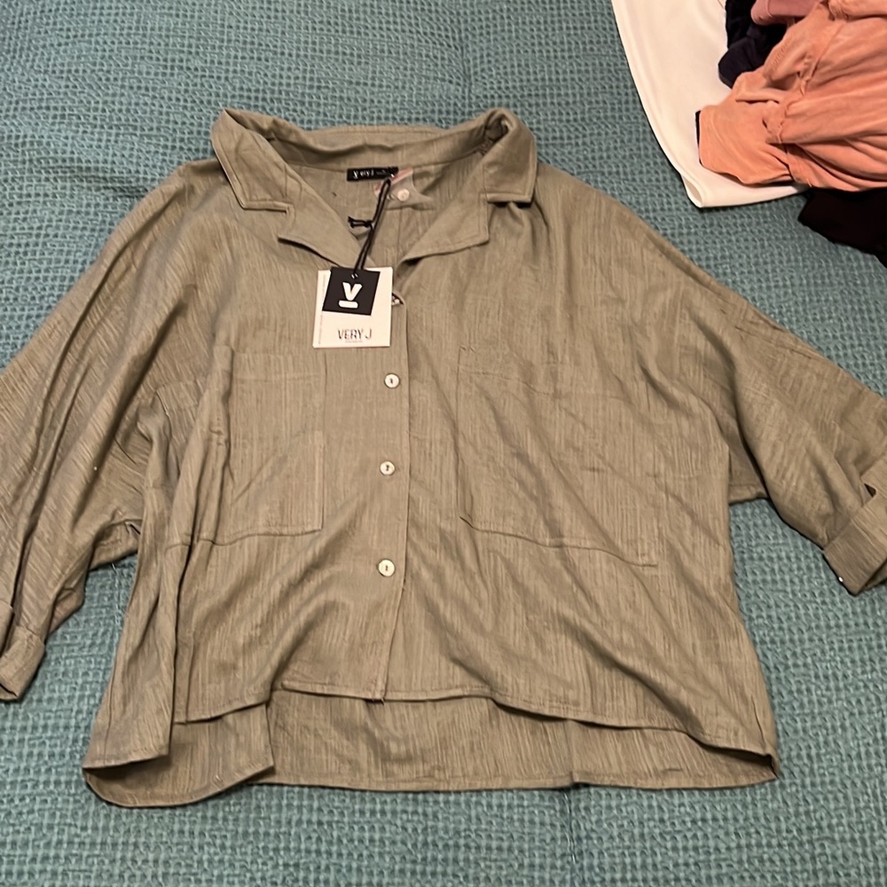 Very J dusty olive blouse